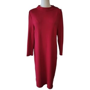 Talbots Red Cotton Long Sleeve Dress Size Large